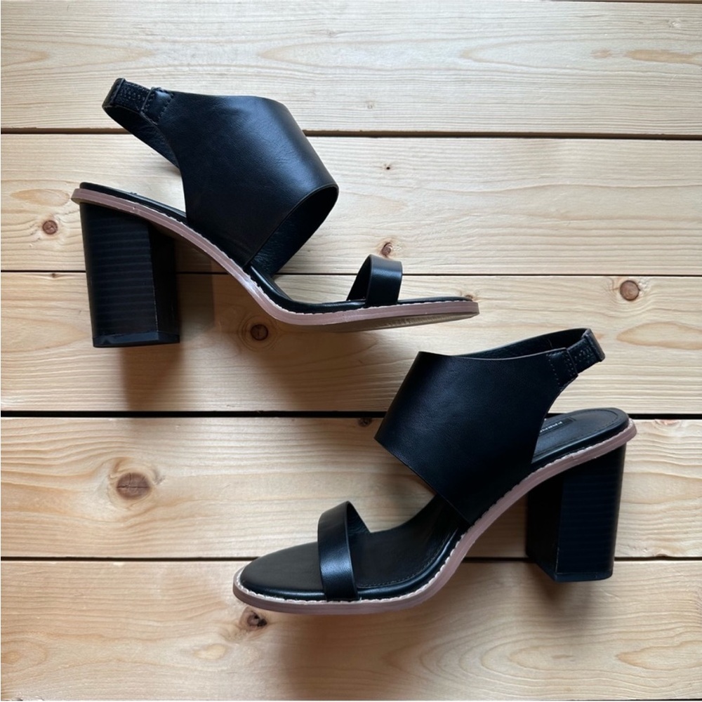 French Connection Black Block Heel Sandals